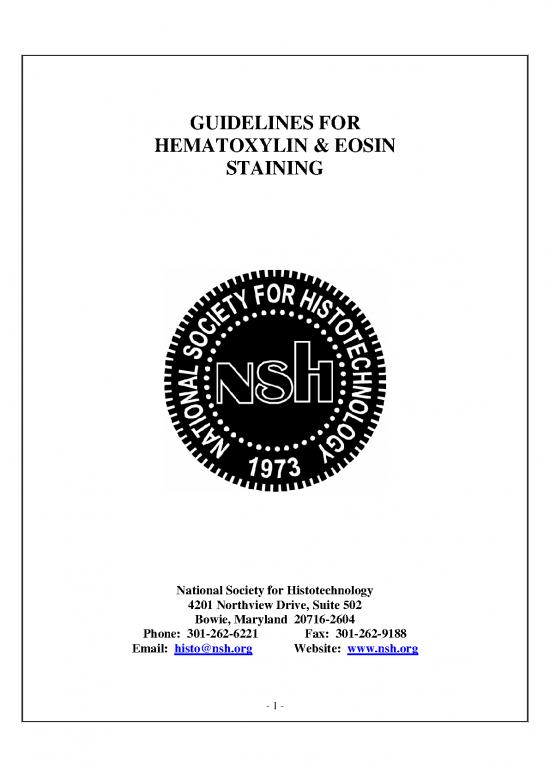 Guidelines For Hematoxylin And Eosin Staining