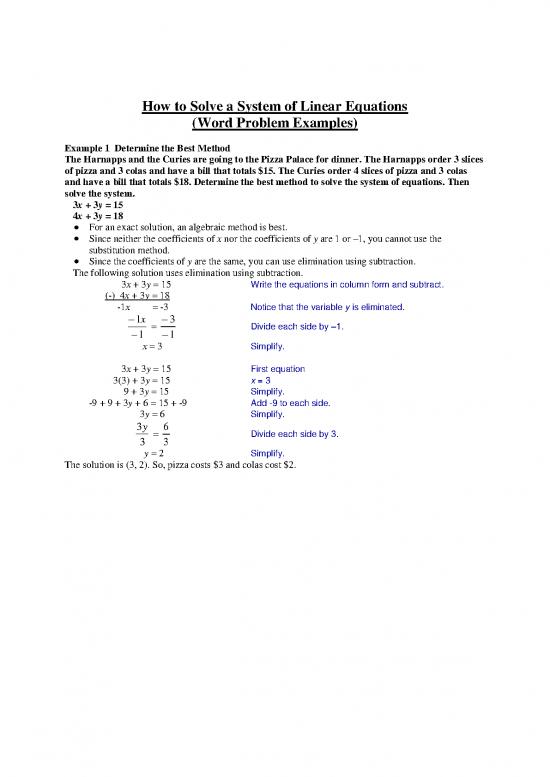 Solving A System Of Linear Equations Word Problem Examples