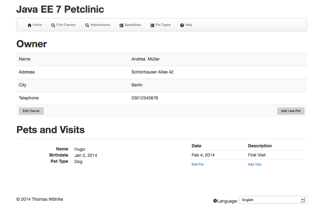 Java EE 7 Petclinic petclinicjavaee7