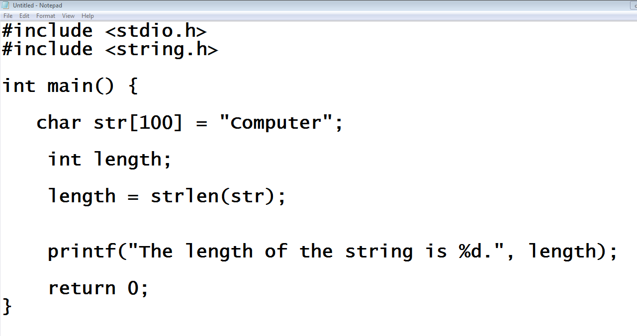 Length of String in C Free Computer Programming Source Codes To All