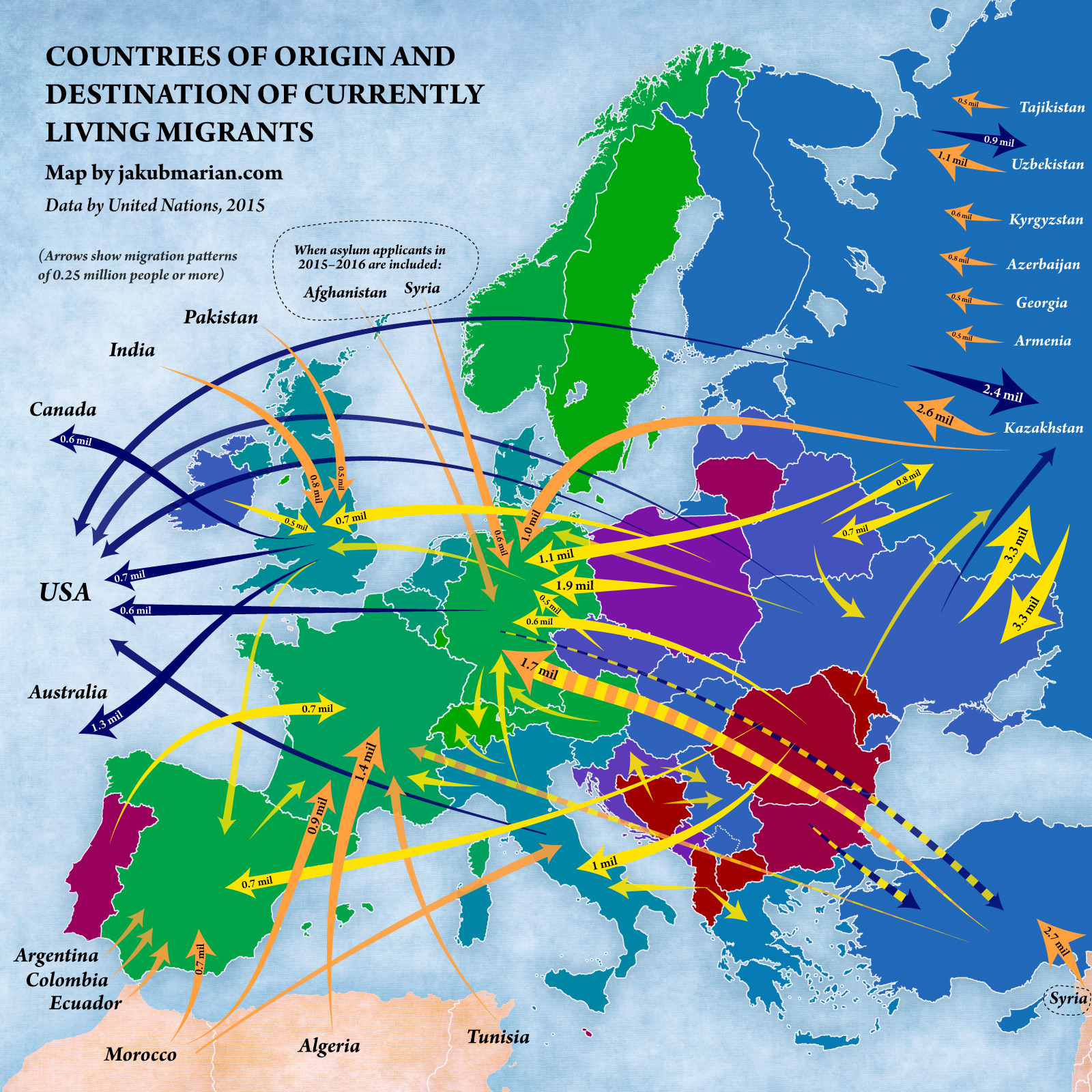 Animated Europe Map Migrat El mapa de Europa que representa los movimientos migratorios entre sus