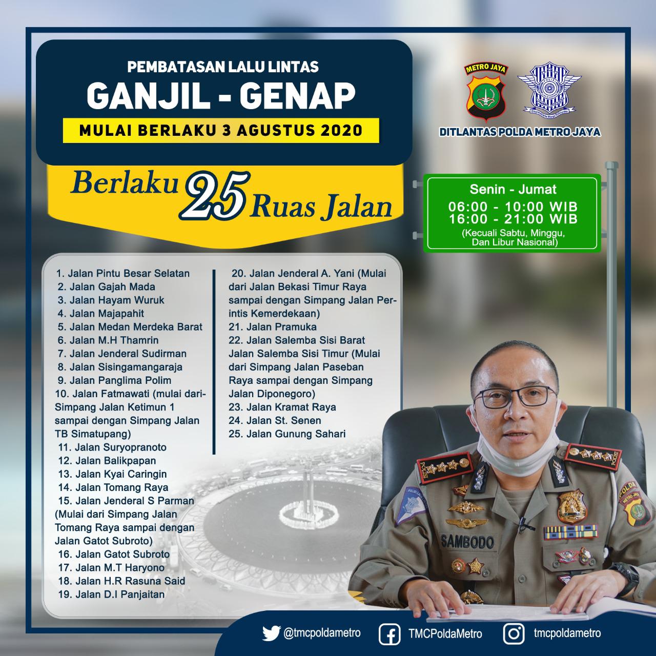 Sanksi Tidak Jadi Diberlakukan Hari Ini, Sosialisasi Ganjil Genap