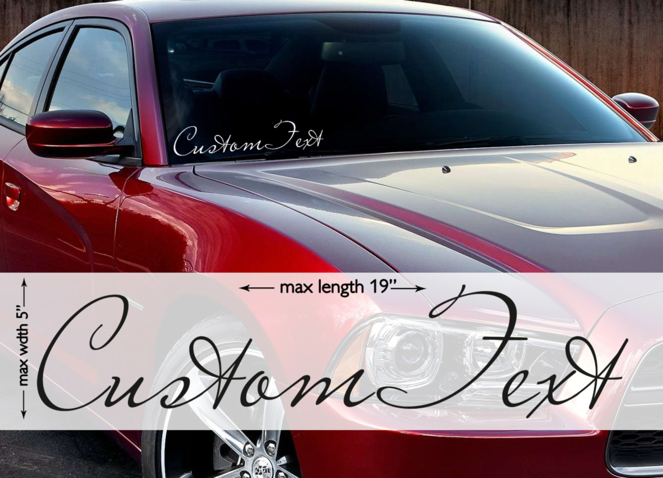 19"max Any Custom Text Banner Windshield Stripe JDM Decal Car Vinyl Sticker Jalapenos Decals