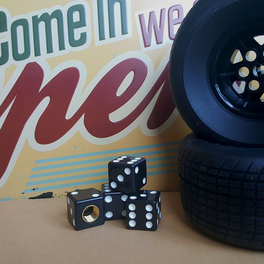 4x Dice Race Funny JDM Valve Cap Tire Wheel Rims Cover Accessories Car