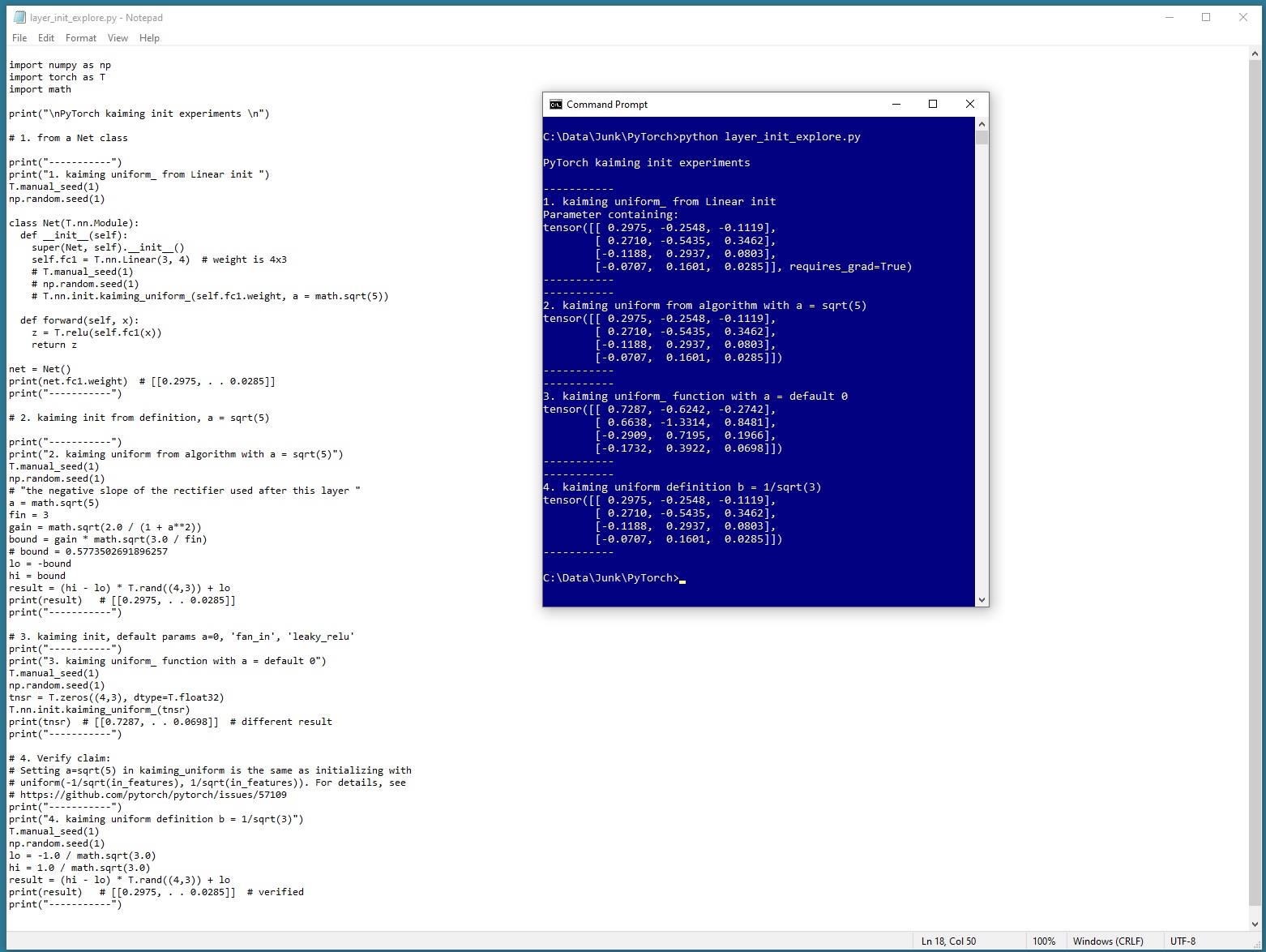 pytorch_weight_initialization_demo_run James D. McCaffrey