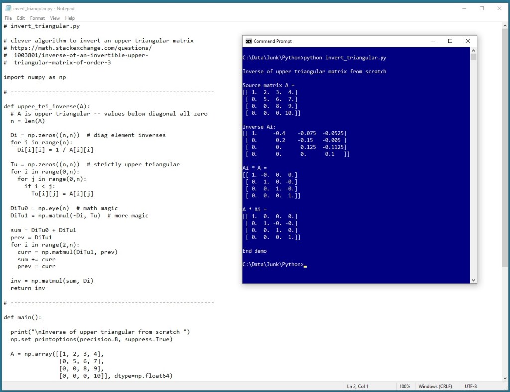 How to Invert An Upper Triangular Matrix from Scratch Using Python