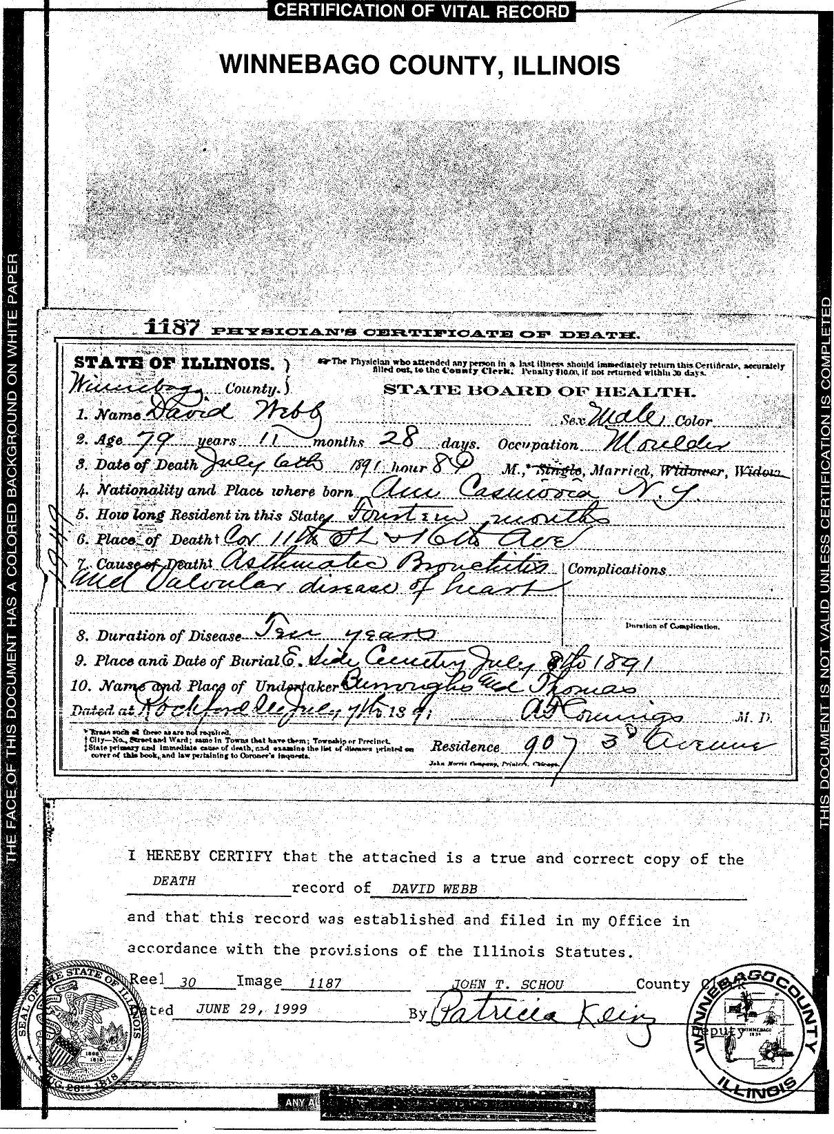 WEBB Genealogical Findings Vital Records