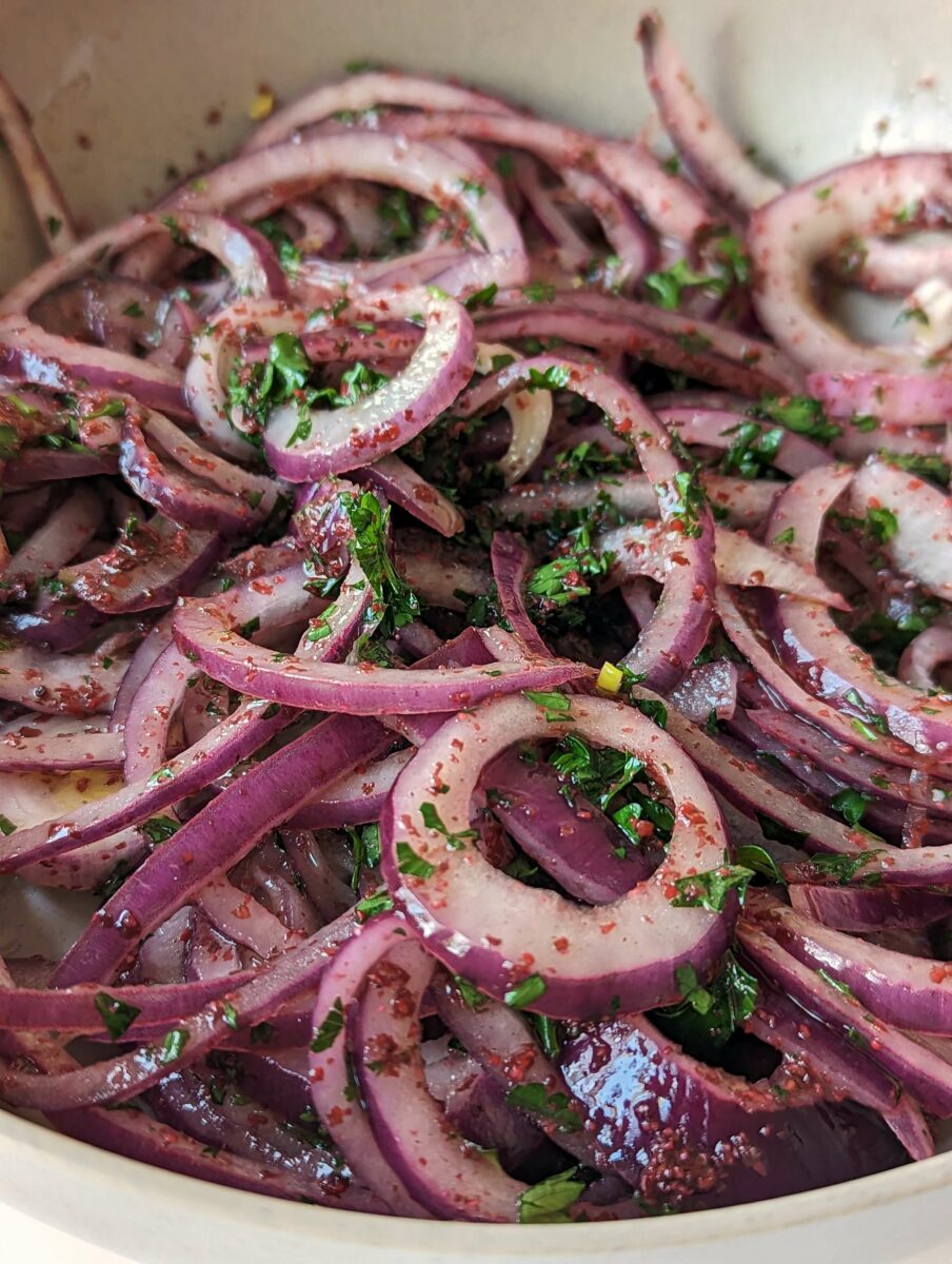 Easy Turkish Sumac Onions Recipe (Turkish Onion Salad)