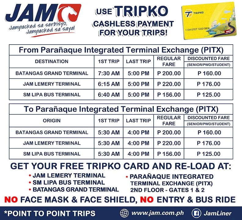 JAM Liner Bus Contacts Online Booking Or Rental