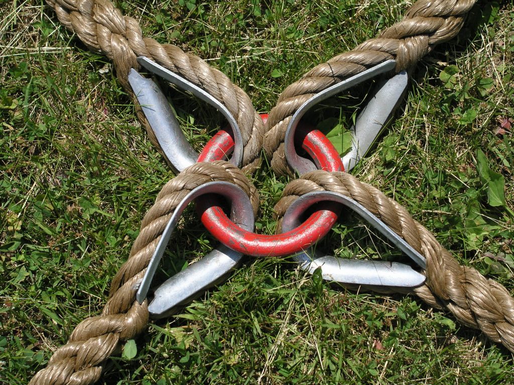 4 Team Tug of War Ropes Metal Ring Center Jammar MFG