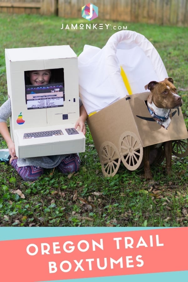 DIY Oregon Trail Box Costume for Kids and Dogs JaMonkey