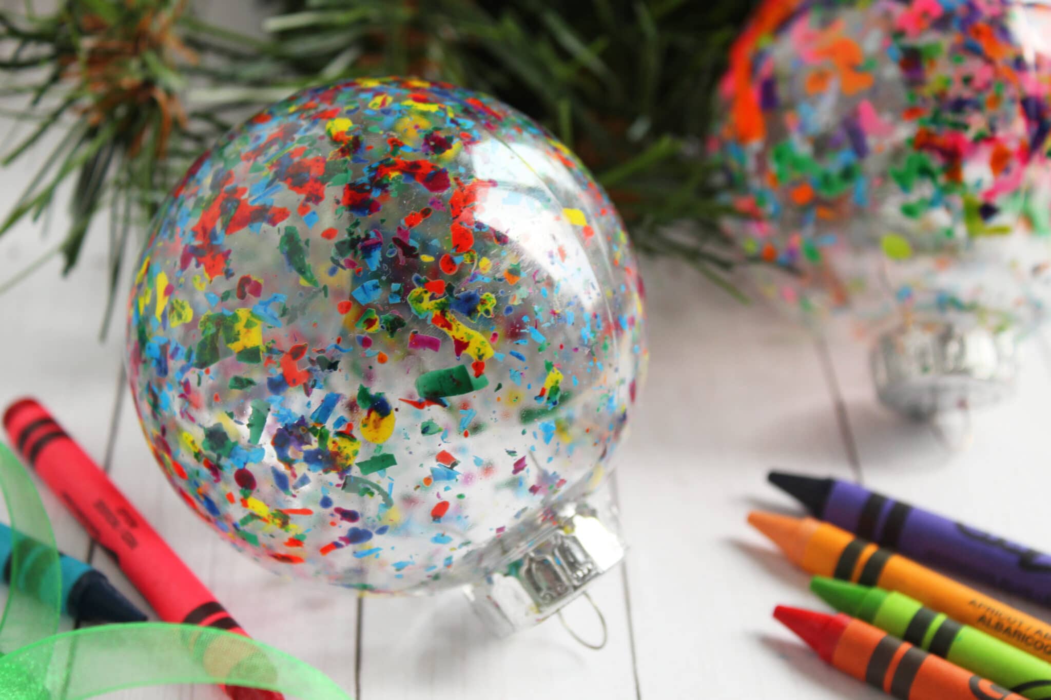 DIY Melted Crayon Christmas Tree Ornament - JaMonkey