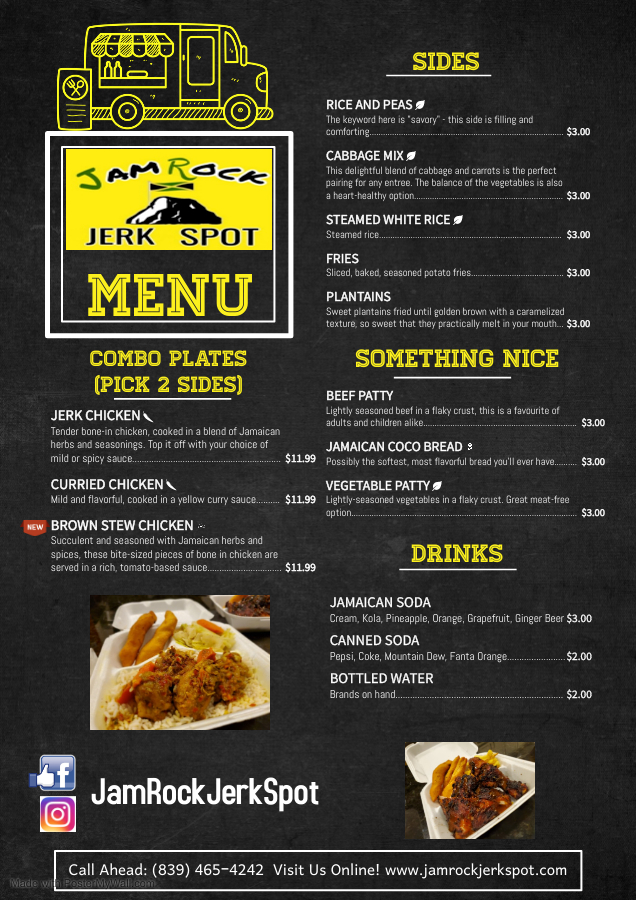Menu Jamrock Jerk Spot