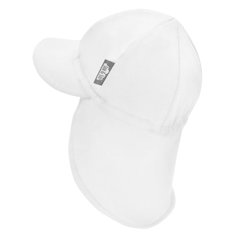 Sun Soft Baby Caps White with Neck Flap Jan & Jul