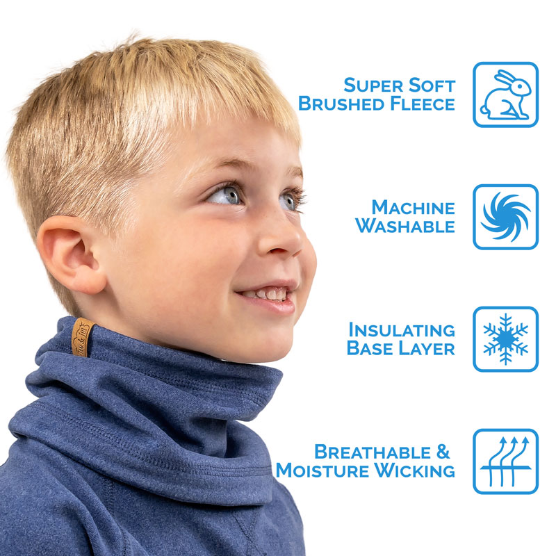Kids Thermal Neck Warmer Cobalt, Toddler Neck Gaiter Jan & Jul