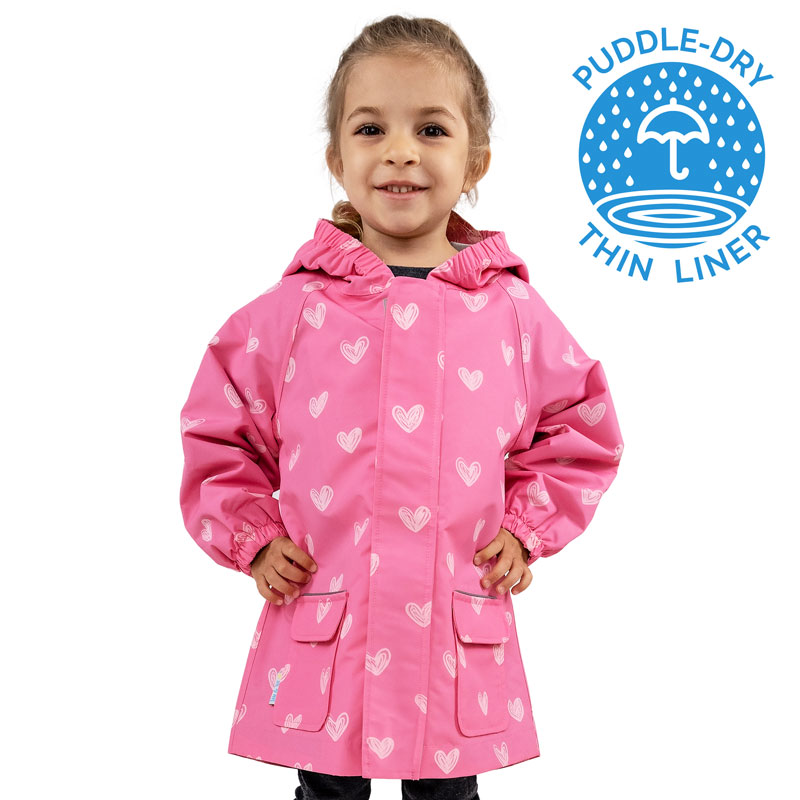 Kids Shell Jacket Hearts, Waterproof Raincoat Jan & Jul