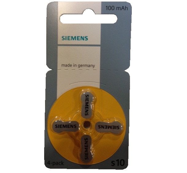 Siemens Hearing Aid Battery, Size 10, 4ct.