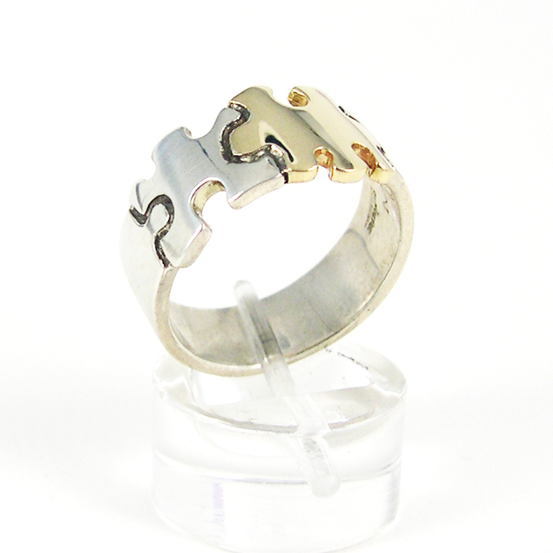 Jigsaw Puzzle RingSterling & 14K Gold Jane Iris Designs