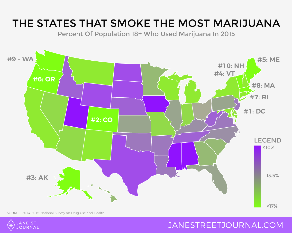 MAP The States That Smoke the Most Marijuana Jane Street