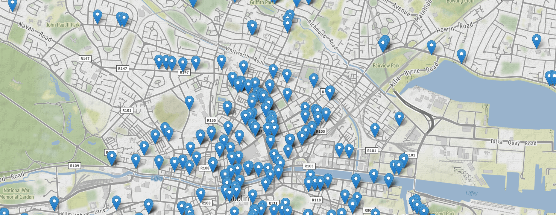 Map of Accessible Parking Spaces in Dublin Horner, Green Party