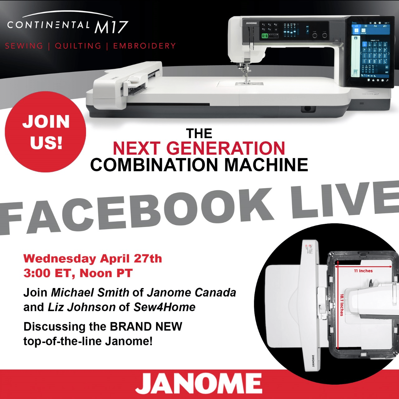 Special Double LIVE Events at 1pm and 3pm EST Today Janome Life