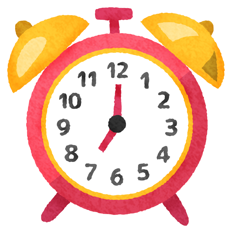 時計のイラスト - 5分刻み時間表示に使える無料素材 - チコデザ 目覚まし時計の無料イラスト | フリーイラスト素材集 ジャパクリップ