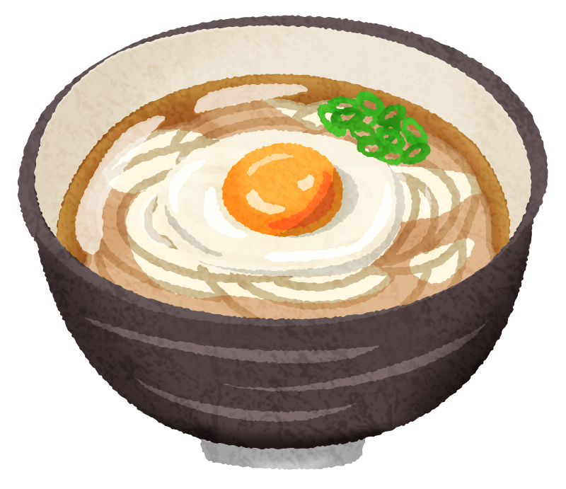 カレーうどん | 無料イラスト＆かわいいフリー素材集 ねこ画伯コハクちゃん 月見うどんの無料イラスト | フリーイラスト素材集 ジャパクリップ