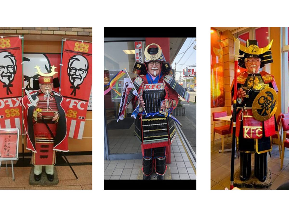 Japanese KFCs dress Col. Sanders in armor to show gratitude and