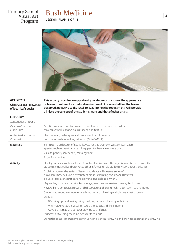 Aboriginal Art Lesson Plans Japingka Aboriginal Art Gallery