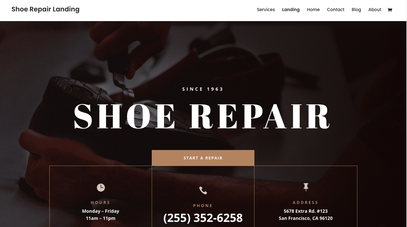 Shoe Repair website design Jarod Thornton Studio