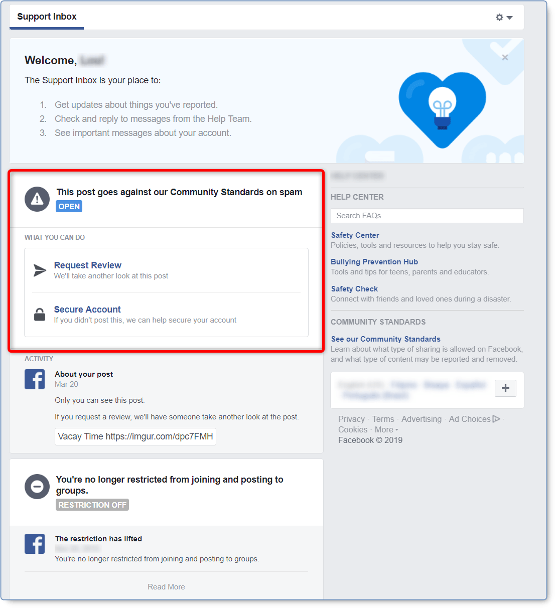 Facebook Help Center