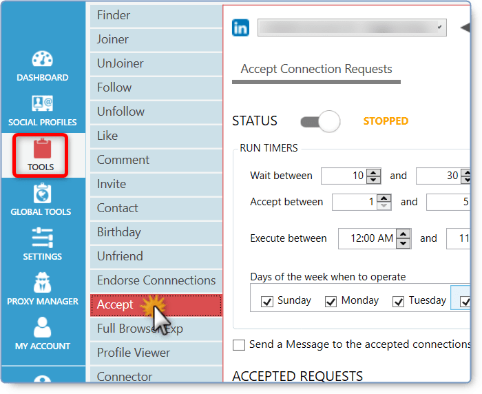 LinkedIn Accept Connection Requests Jarvee