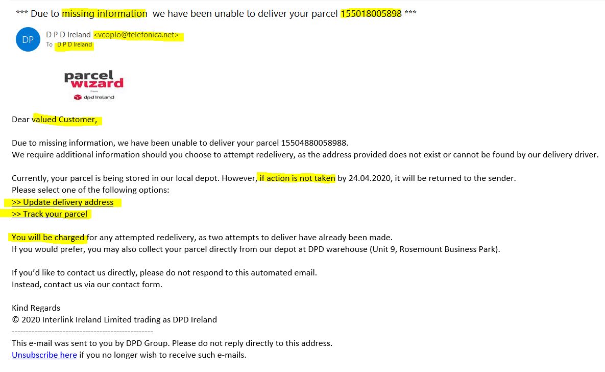 DPD Email Scam Alert Ltd  Solutions  Design