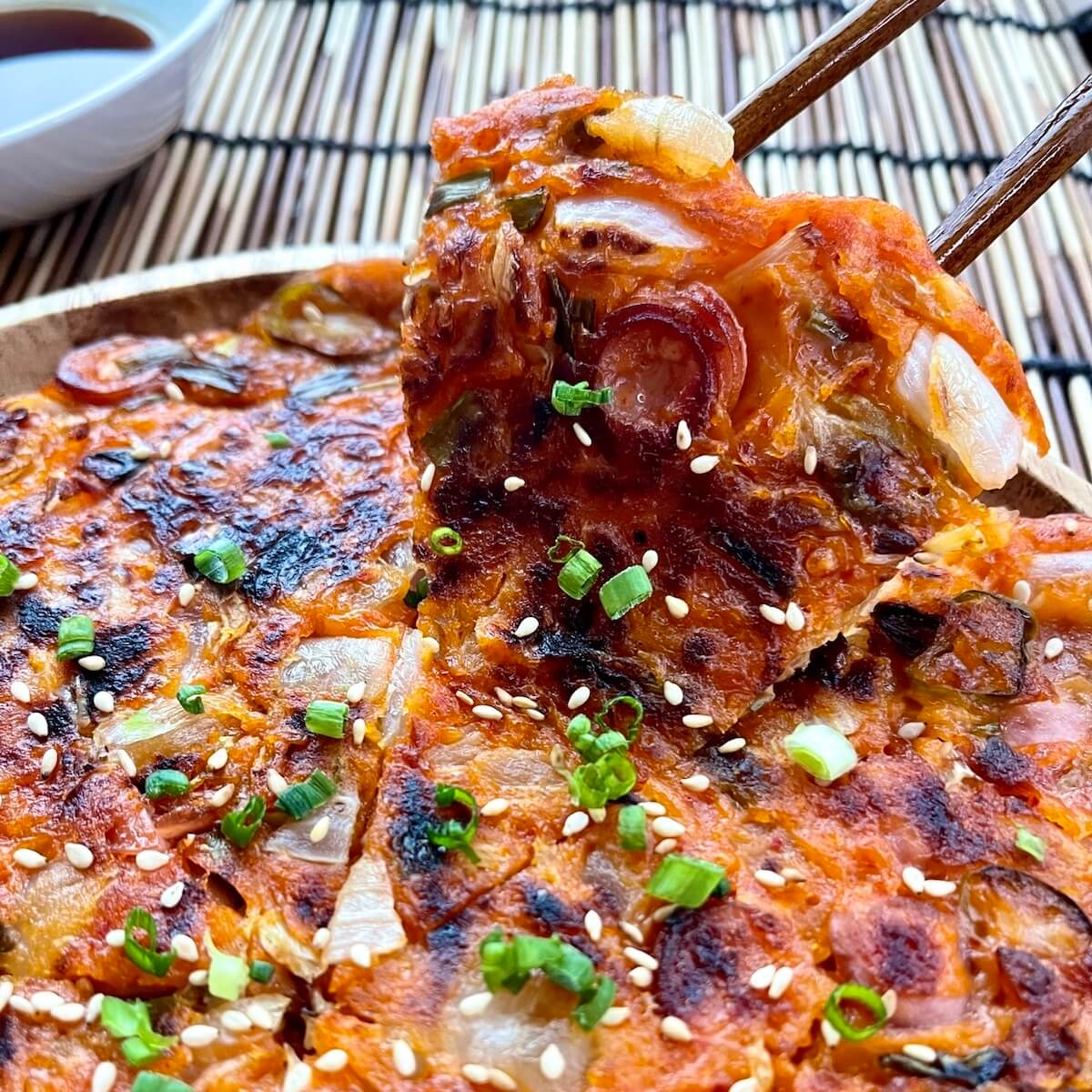 Kimchi Pancake (김치전) Jasmine and Tea