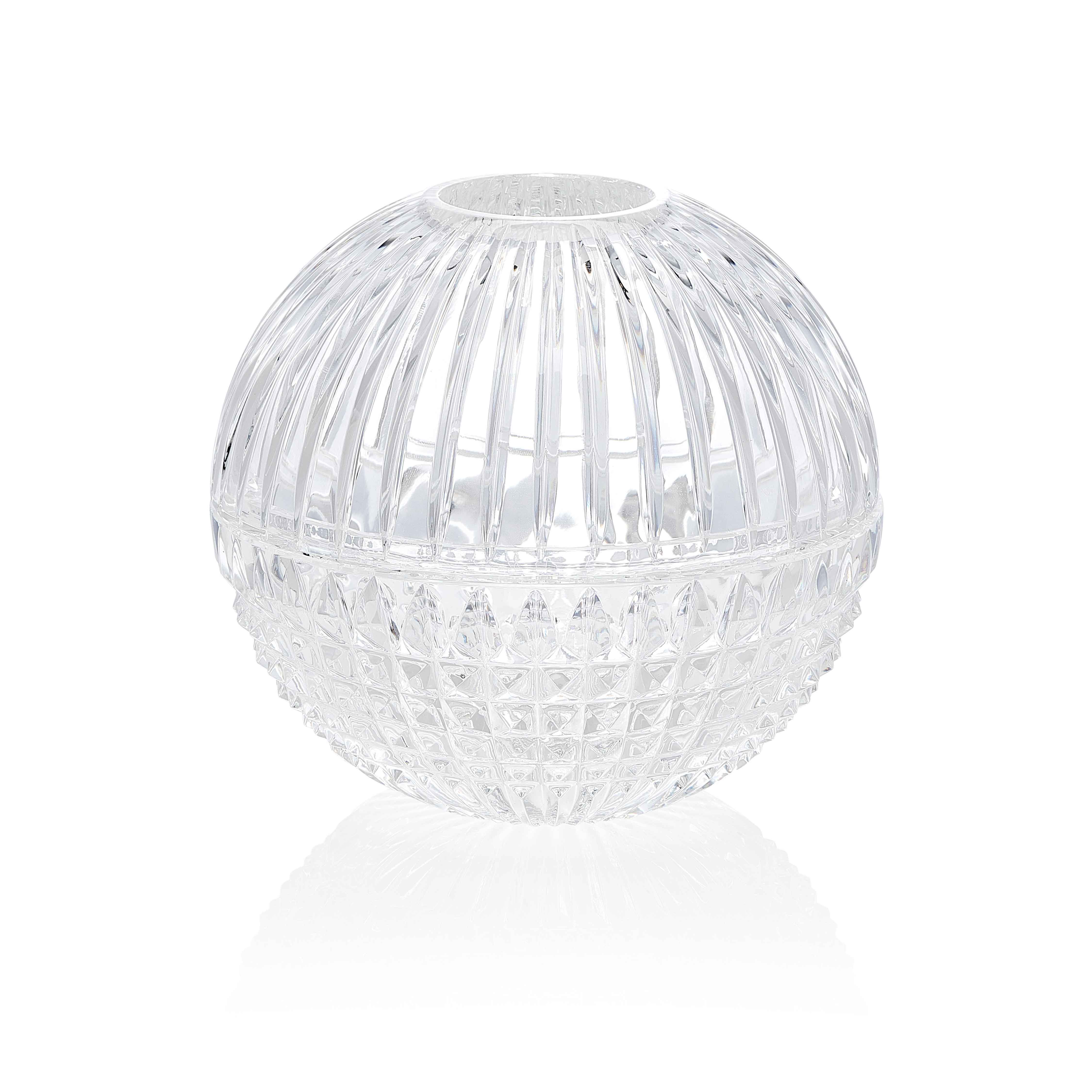 Round Tissue Holder Clear Jasper Crystal