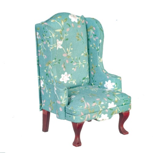 Dolls House Chair Turquoise Pattern Lounge Furniture Miniature 112th