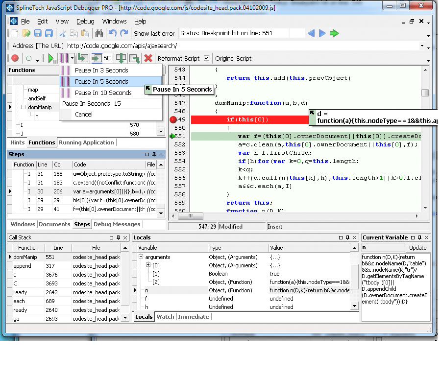 JavaScript Debugger. Debug JavaScript and JScript.