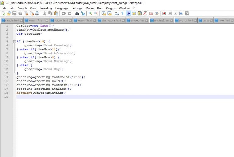 notepad JavaScript tutorial