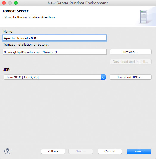 Make tomcat use java 8 mac passlpara