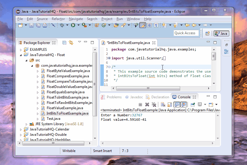 Java Float intBitsToFloat() method example