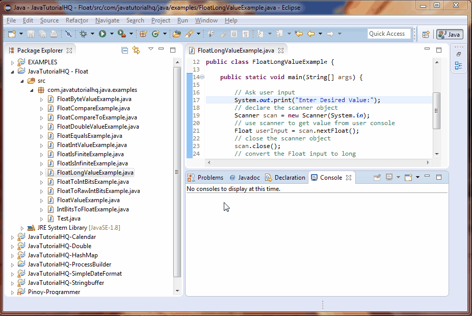 Java Float longValue() method example