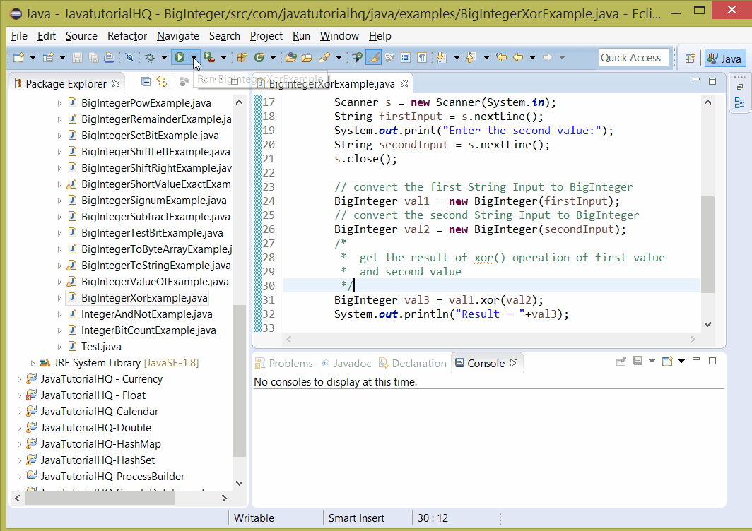 Java BigInteger xor() method example