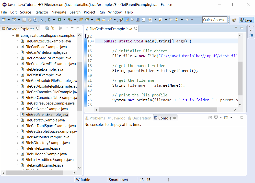 Java File getParent() method example