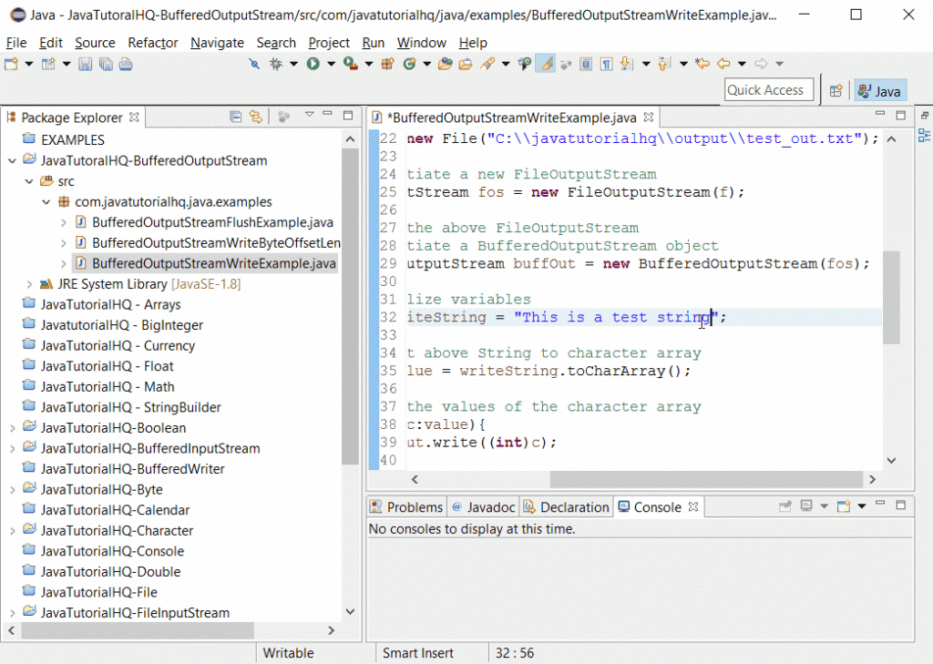 java lang BufferedOutputStream write(int b) example output Java