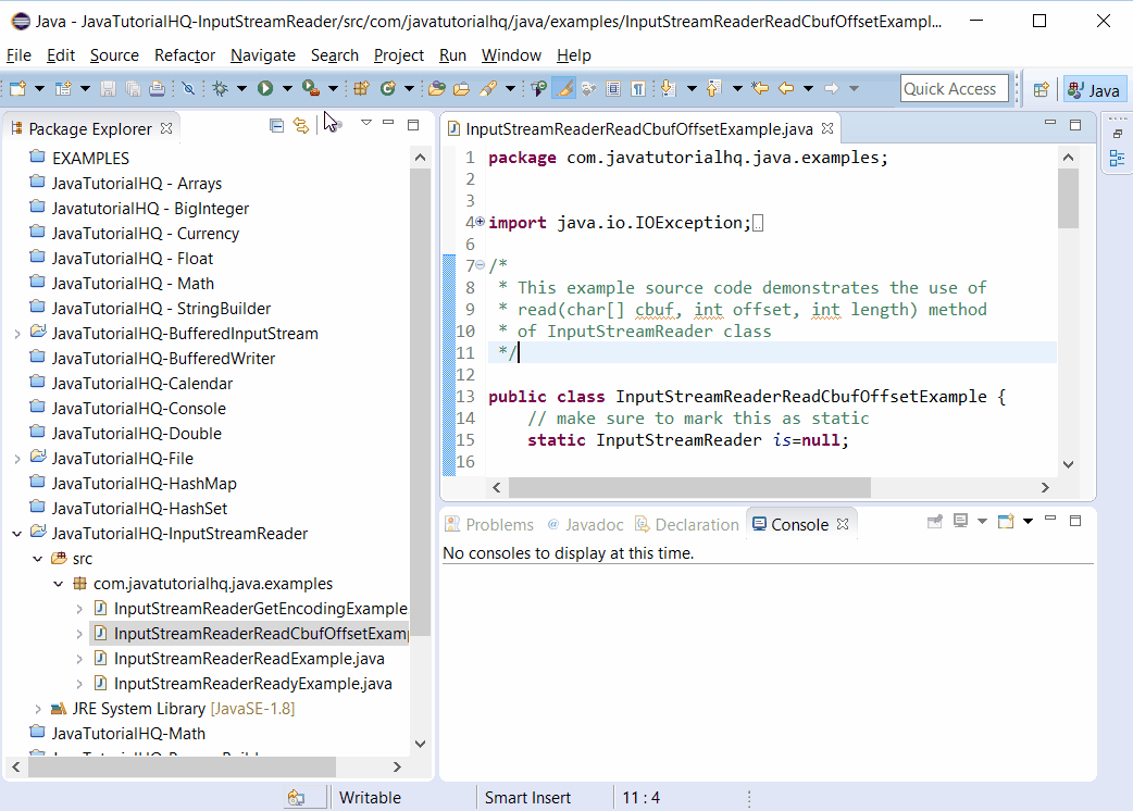 Java InputStreamReader read(char[] cbuf, int offset, int length) method