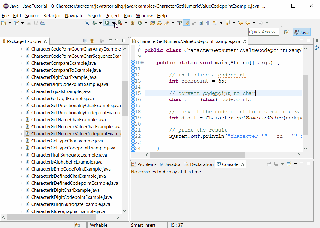 Java Character getNumericValue(int codePoint) method example