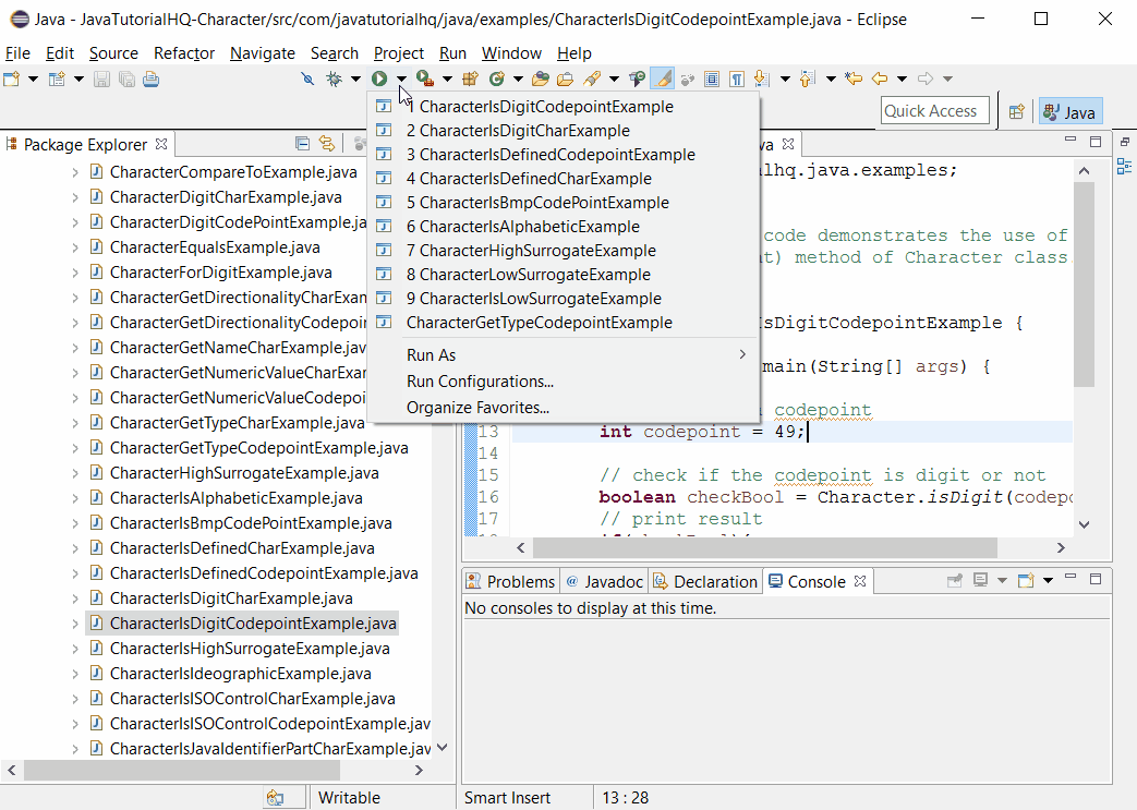 Java Character isDigit(int codePoint) method example