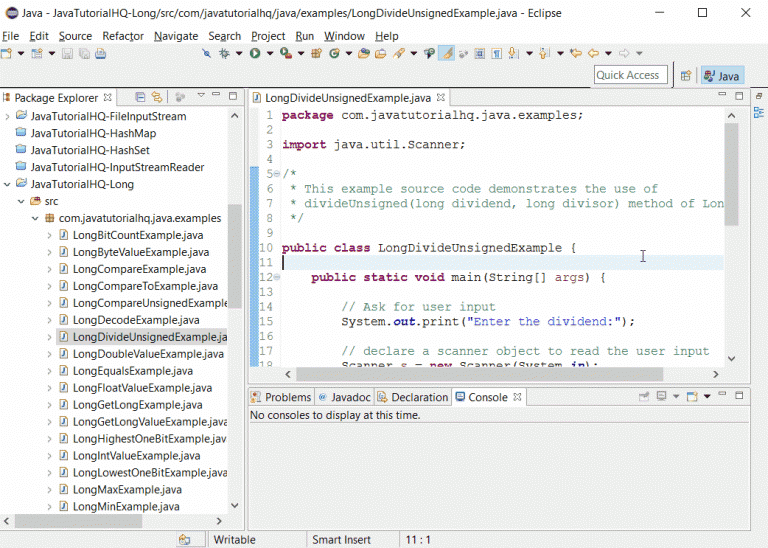 Java Long divideUnsigned(long dividend, long divisor) example output