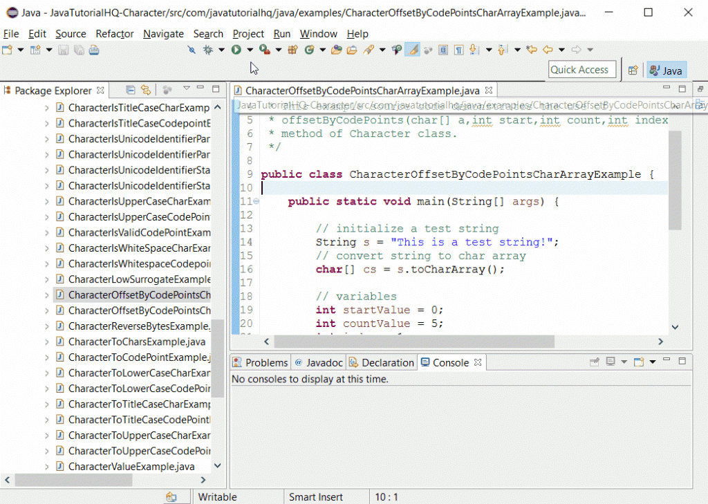 java Character offsetByCodePoints(char[] a, int start, int count, int