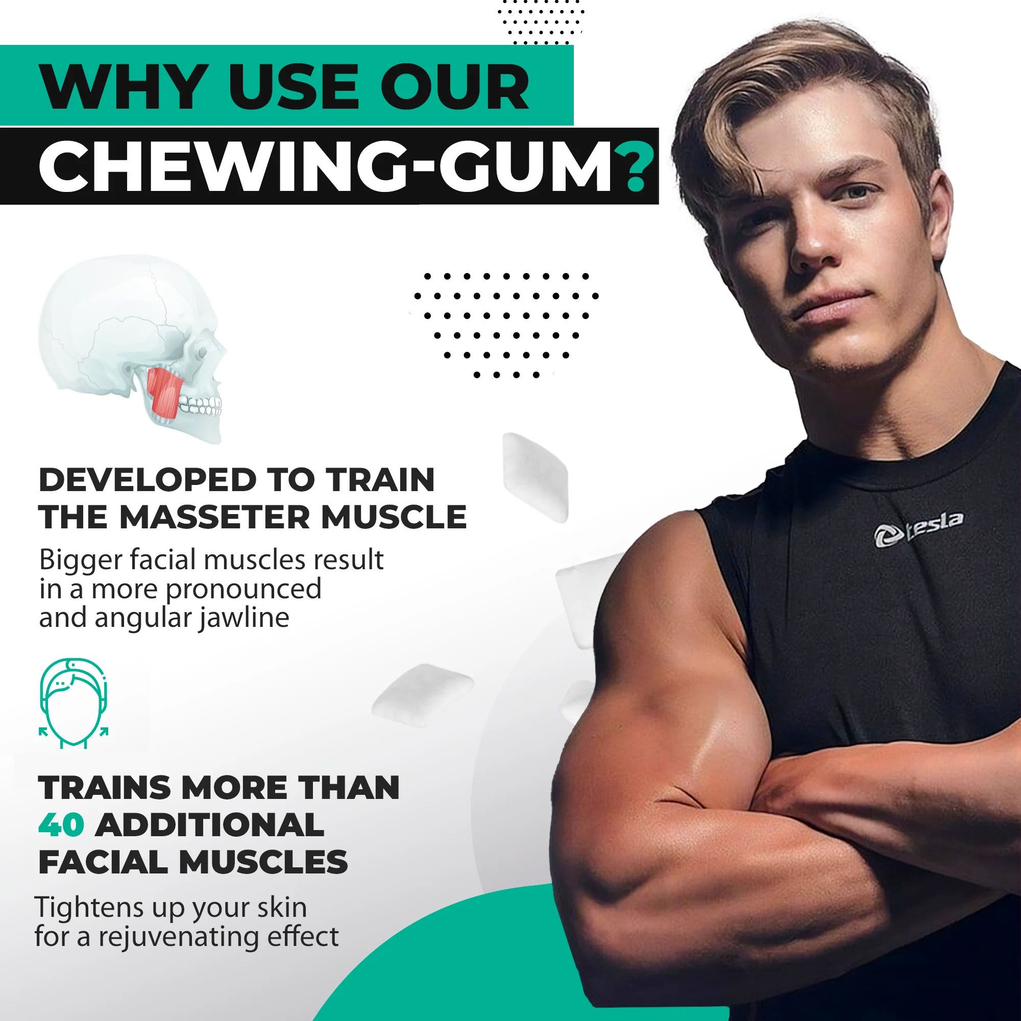 JAWLINER® Fitness Chewing Gum Mint For a Strong Chiseled Jawline
